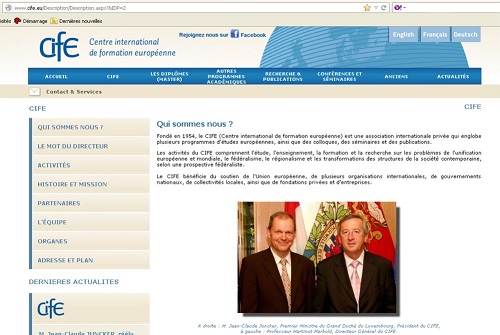 Capture d'écran du site cife.eu - 30/07/12